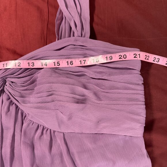 David's Bridal style F15633 long crinkle chiffon dress twist front lavender 20 - Picture 6 of 13